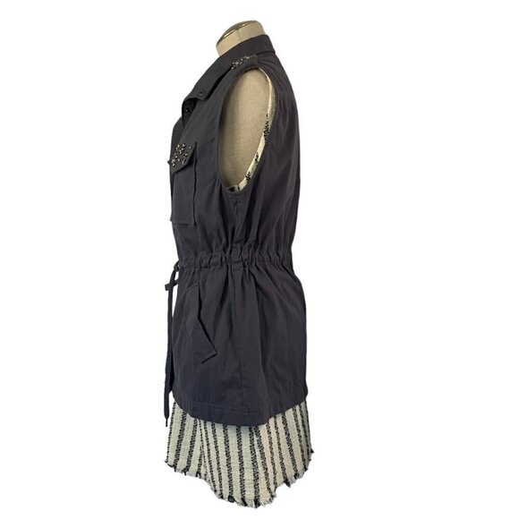 Forever 21 Sleeveless Embellished Jacket - Charcoal/Gunmetal, Size Medium NWT - Picture 10 of 11